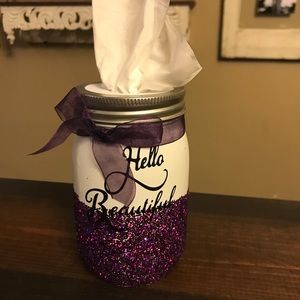 ❤️Purple Glitter “Hello Beautiful” Tissue holder!